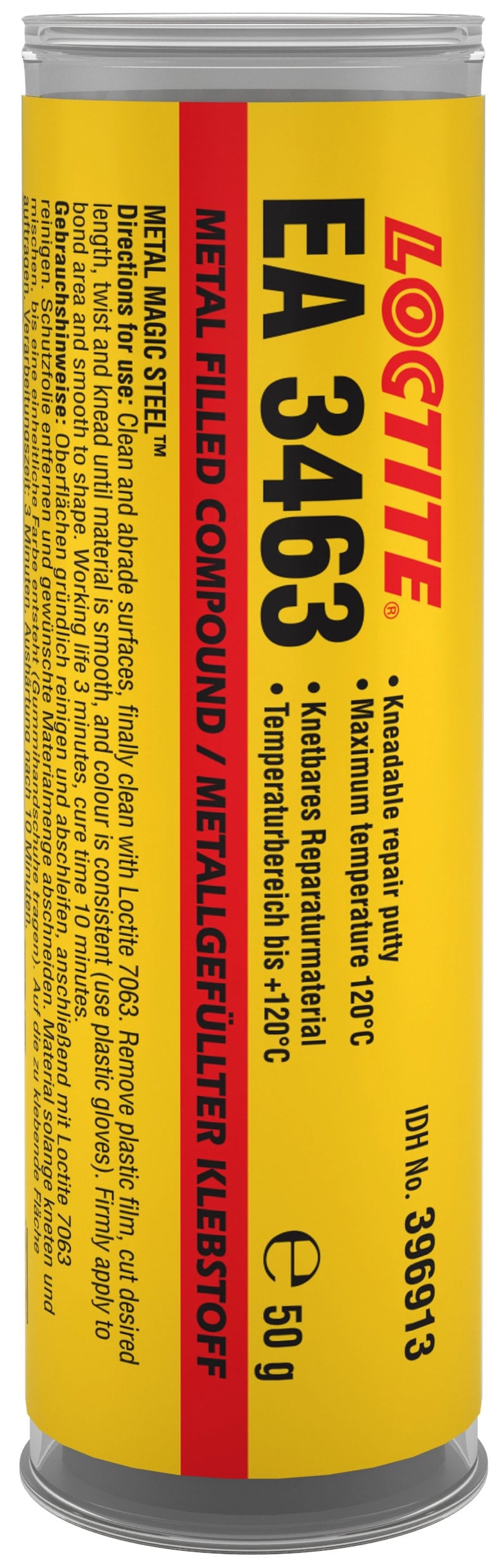 Henkel Loctite EA 3463 2K Epoxid Knetmasse, 50 g, Schwarz, Fest, 396913, Zur Reparatur von Metallteilen