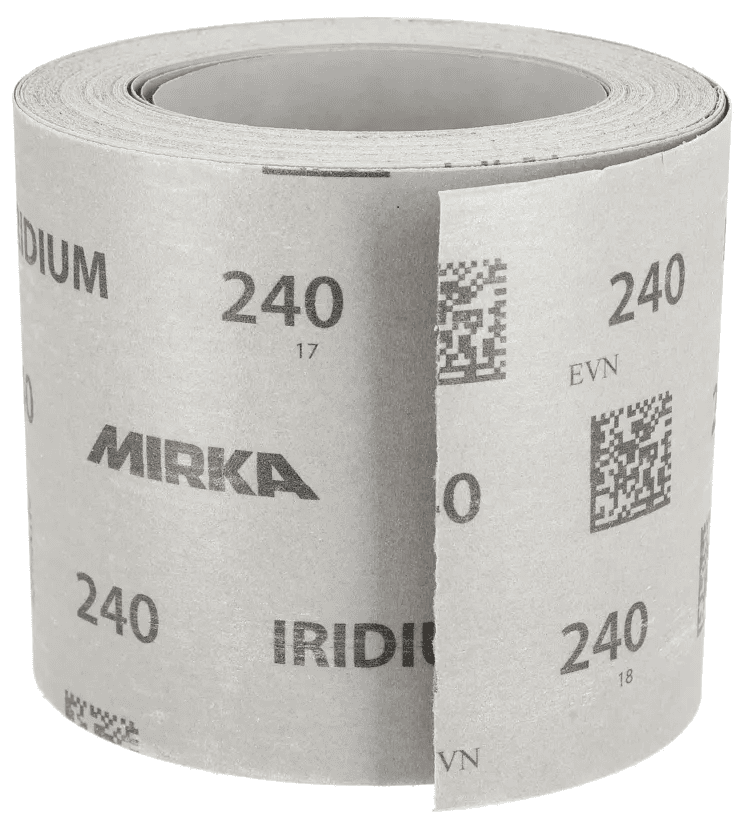 Mirka Iridium HS Schleifrolle 245BY00112, 115 mm x 25 m, P120, Ohne Haftung, Mit Keramik- und Aluminiumkorn