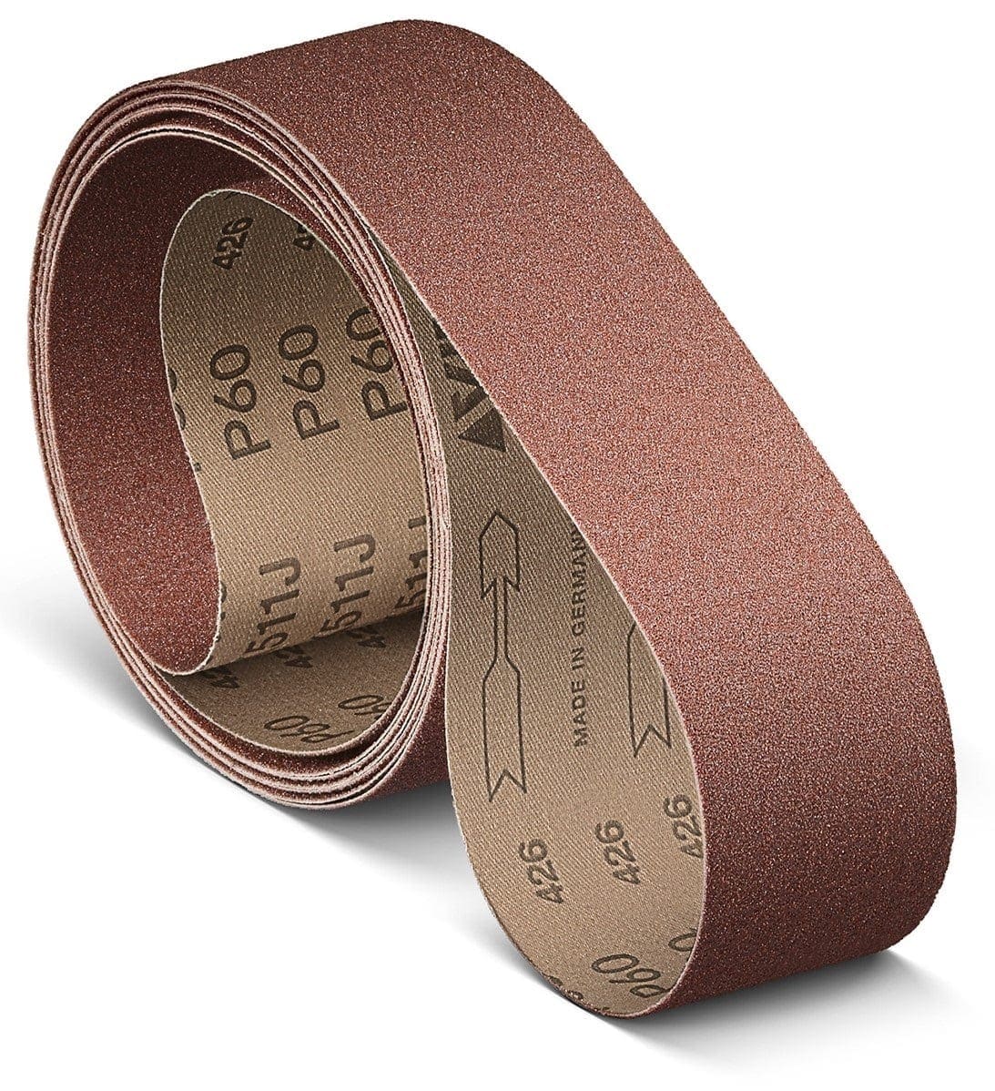 VSM ALUMINIUMOXID KK511J 707407, 50 mm x 3500 mm, A, P500, J-Baumwolle, Ausführung (E07), Rot-braun, Schmalband mit Aluminium, Für Edelstahl und NE-