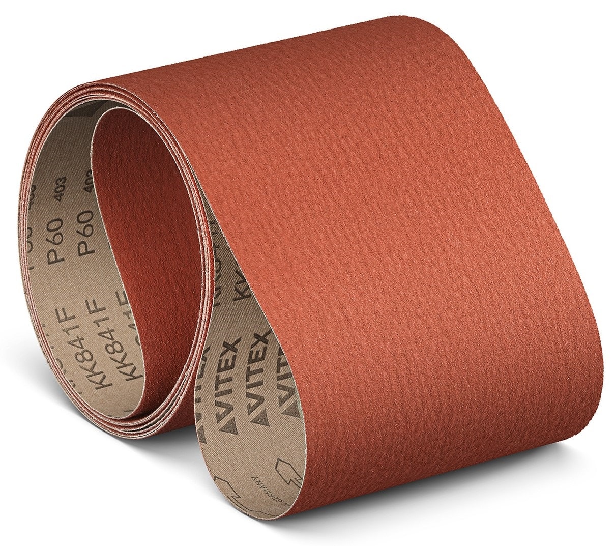 VSM KK841F 704076, 50 mm x 3500 mm, A, P240, F-Baumwolle, Ausführung (E07), Rot-braun, Schmalband mit Aluminium, Für Edelstahl und NE-Metalle