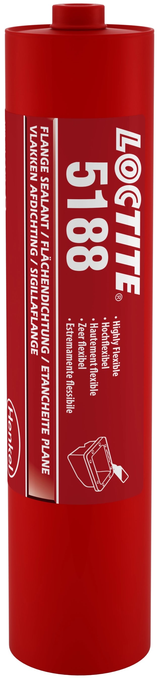 Henkel Loctite 5188 Acrylat Flächendichtung, 300 ml, Rot, 1104312, Hochflexible, chemikalien- und ölbeständige Dichtung
