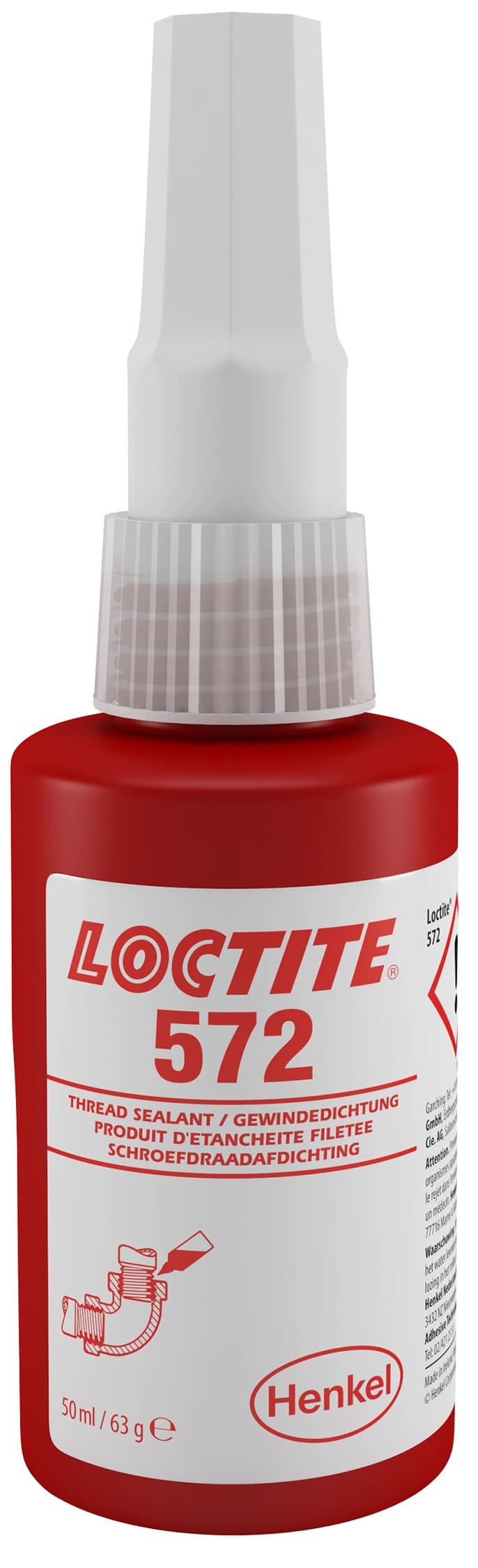 Henkel Loctite 572 Gewindedichtung, 50 ml, Weiß, 142611, Langsam aushärtend für grobe Metallgewinde