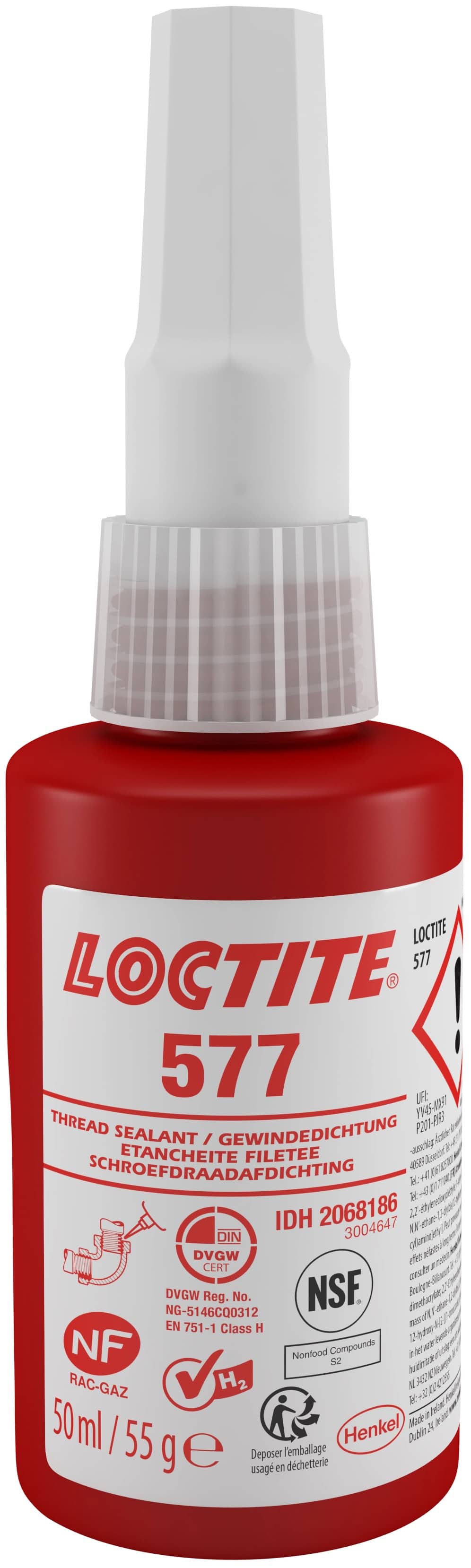 Henkel Loctite 577 ACC Gewindedichtung, 50 ml, Gelb, 2068186, Universell einsetzbar für Rohrgewinde und Anschlussstücke