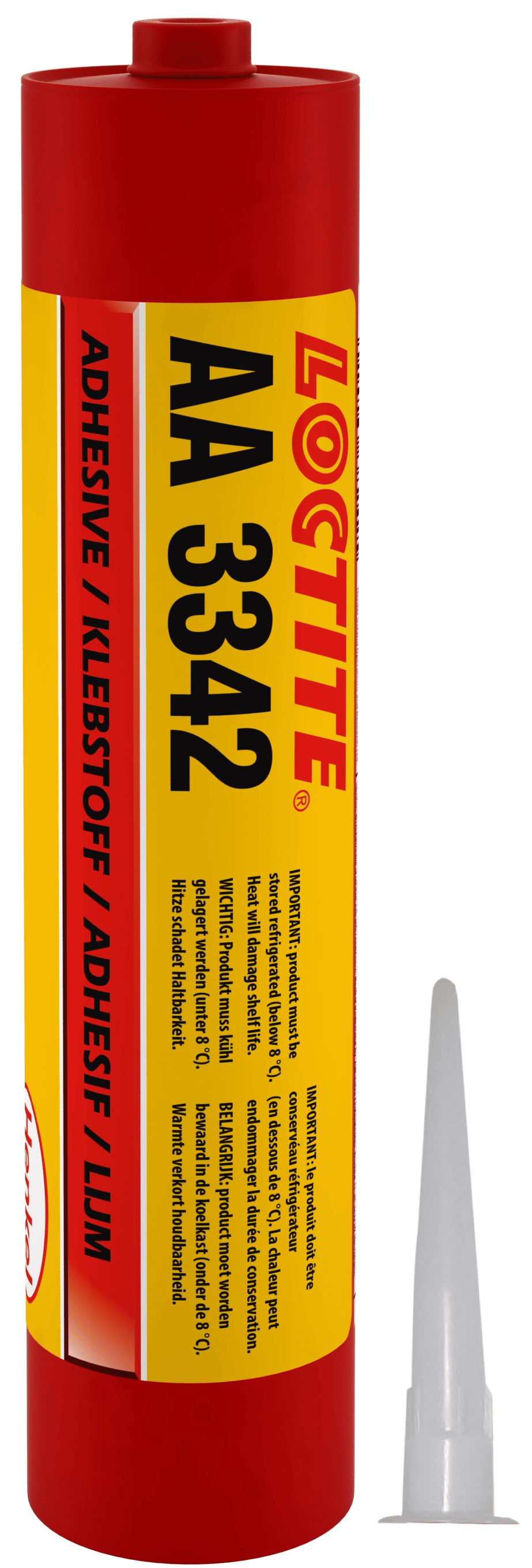 Henkel Loctite AA 3342 Acrylat Klebstoff, 300 ml, gelb, Fest, 1K, 537444, Hochtemperaturbeständig