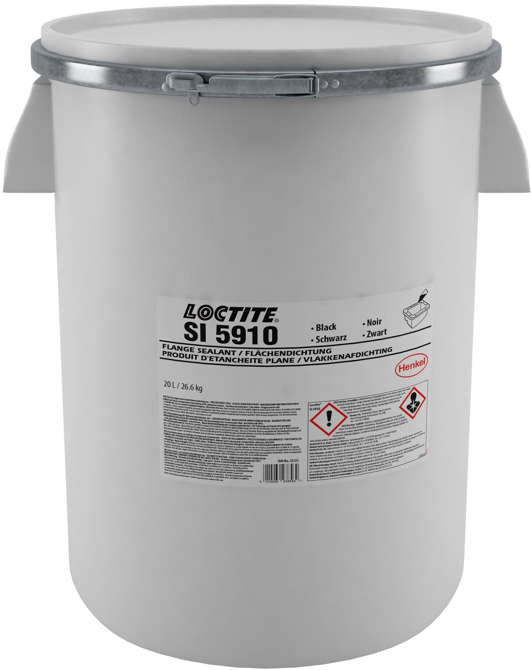 Henkel Loctite SI 5910 Silikondichtung, 20 l, Schwarz, 88305, Schnell abbindende, ölbeständige Silikondichtunge für flexible Flansche