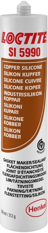Henkel Loctite SI 5990 Oxim Silikon Kleb- und Dichtstoff, 300 ml, Kupfer, Fließend, 1K , 2064072, Extrem Temperaturbeständig