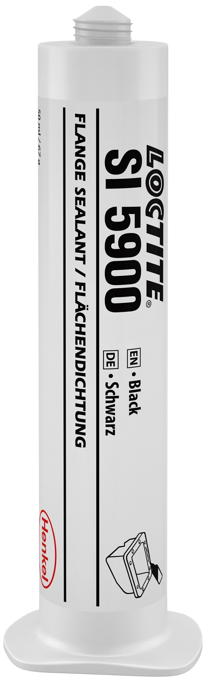 Henkel Loctite SI 5900 Silikondichtung, 50 ml, Schwarz, 2051995, Schnell abbindende, pastöse , ölbeständige Dichtung für flexible Flansche