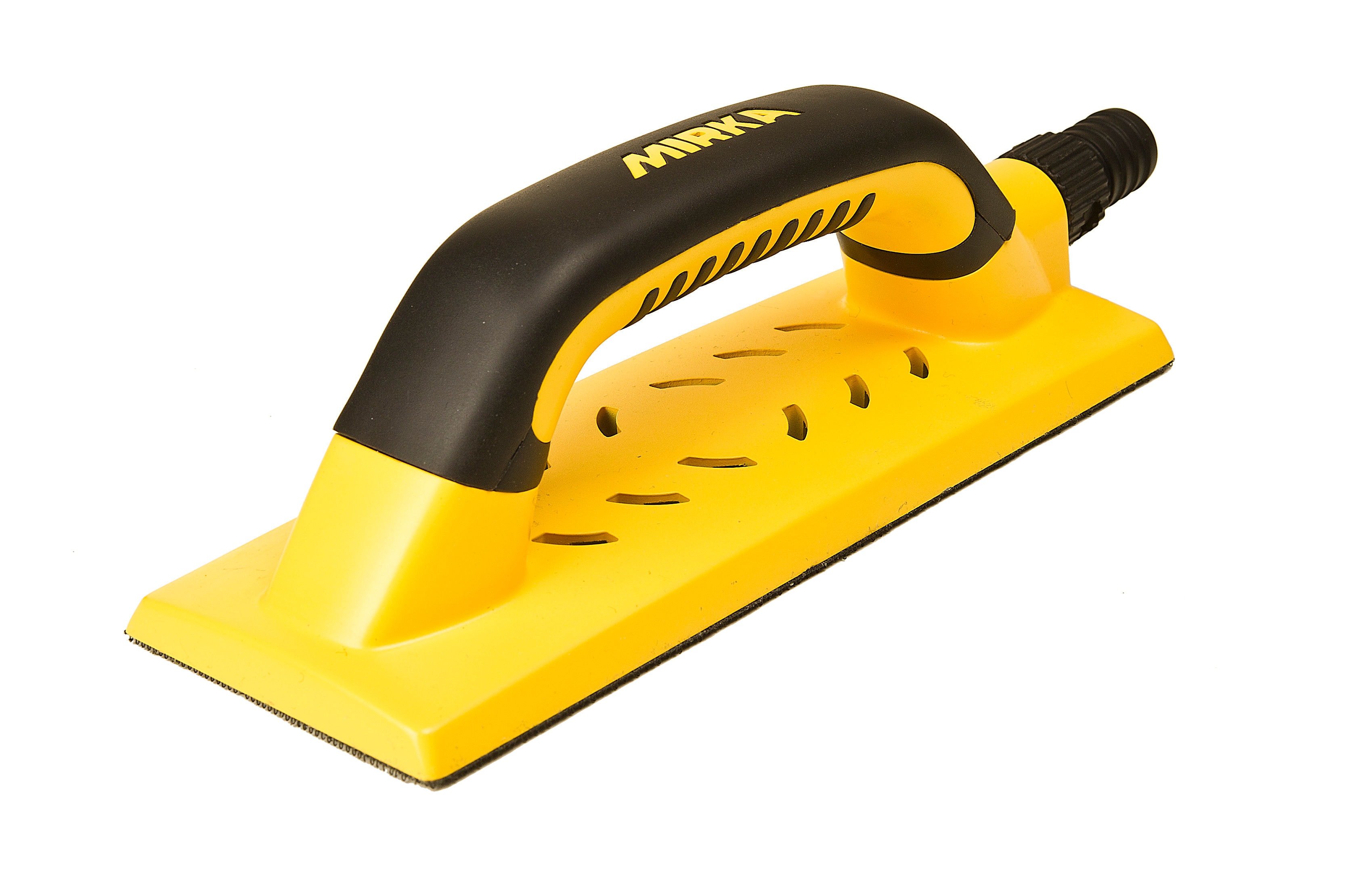 Mirka 8391200111, 80 x 230 mm, 55 Löcher, Gelb, Kletthaftend, Handblock Handy mit Absaugung und Bügelgriff