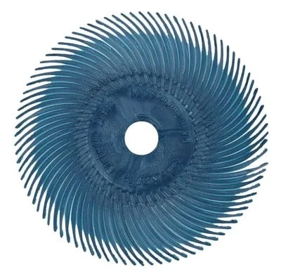 3M Scotch-Brite RB-ZB 25758, Ø 19 mm x 1,0 mm, P400, Typ C, Blau, 35.000 U./Min., Radial Bristle Brush mit Präzisions-Keramikkorn, Für Reinigungs- und