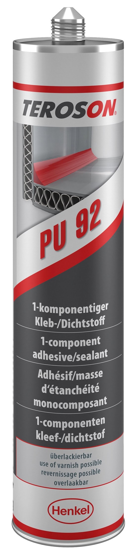 Henkel Teroson PU 92 Polyurethan Kleb- und Dichtstoff, 310 ml, Schwarz, 742582, Zum elastischen kleben und Dichten