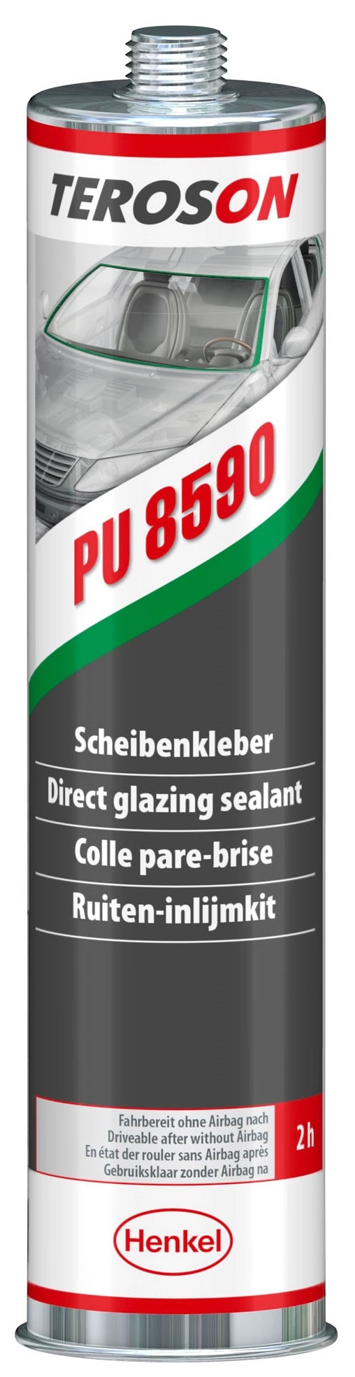 Henkel Teroson PU 8590 Polyurethan Kleb- und Dichtstoff, 600 ml, Schwarz, 1 K, 634471, Zur Verklebung von Scheiben in Kraftfahrzeuge