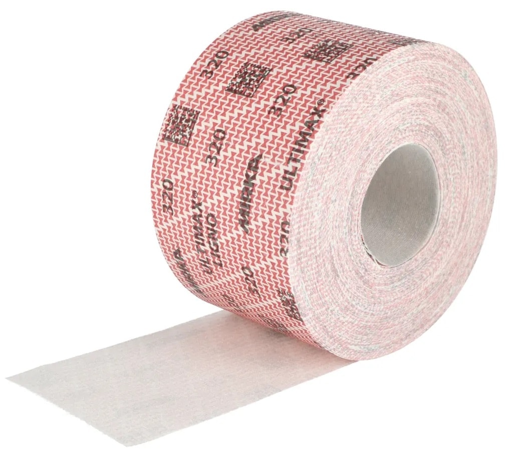 Mirka Ultimax Ligno Schleifrolle UL67200132, 115 mm x 50 m, P320, Ungelocht, Kletthaftend, Latex Papierschleifrollen mit Keramik- & Aluminiumkorn, 
