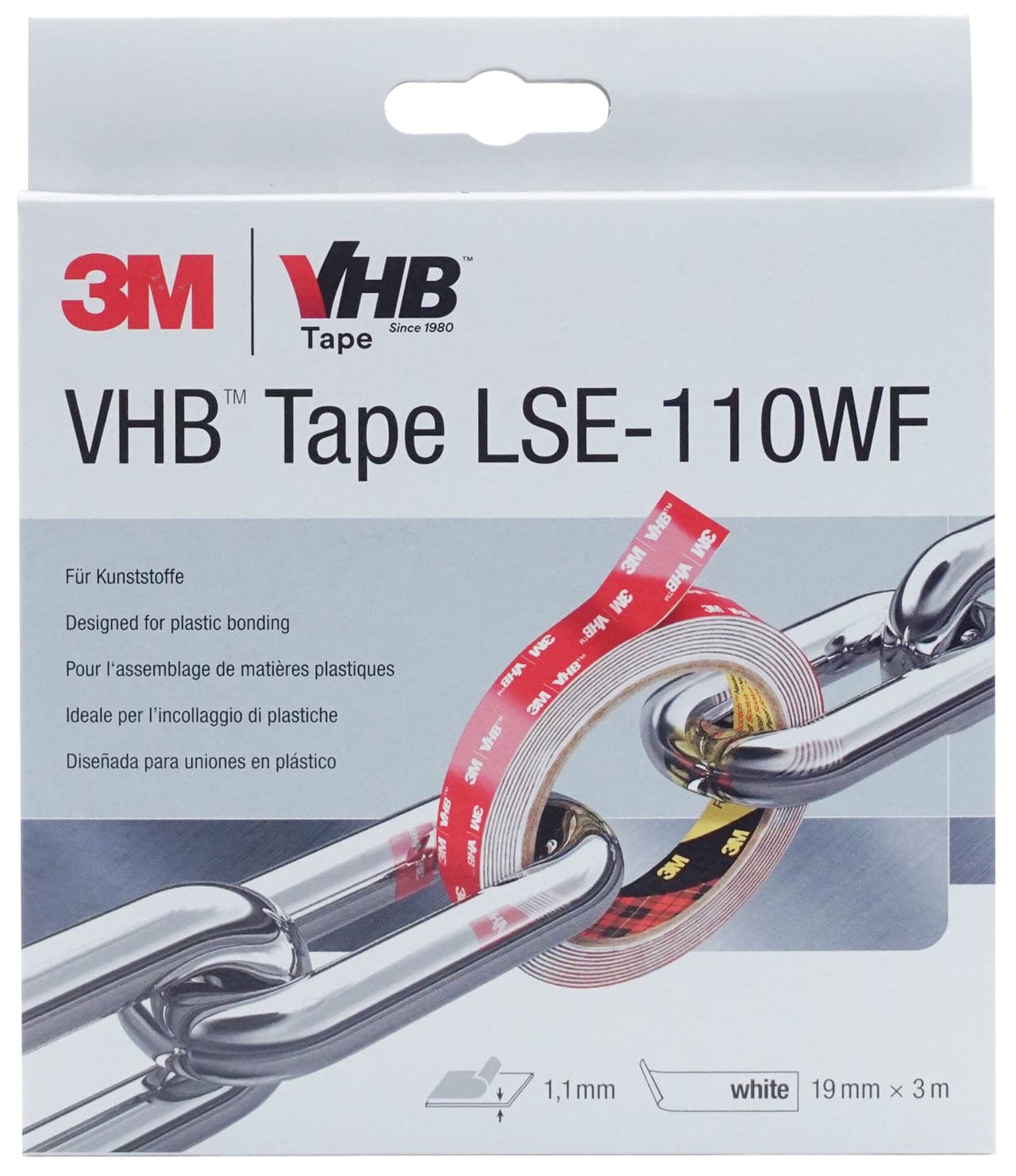3M™ VHB™ LSE-110WF, 19 mm x 3 m, 1,1 mm, Weiß, Folien Abdeckung