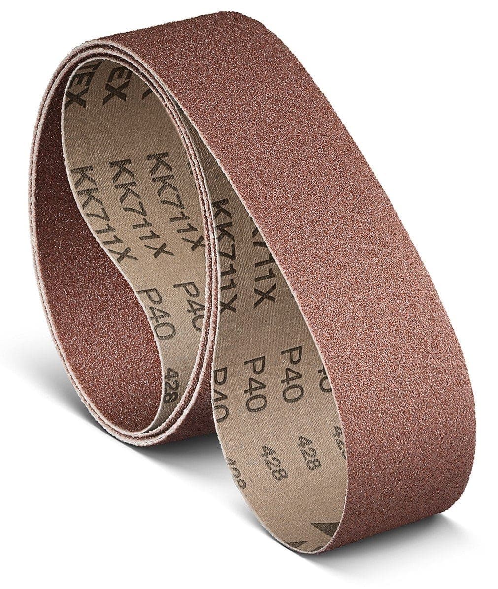 VSM ALUMINIUMOXID KK711X 708698, 75 mm x 2000 mm, A, P400, X-Baumwolle, Ausführung (E13), Rot-braun, Schmalband mit Aluminium, Für Edelstahl und NE-