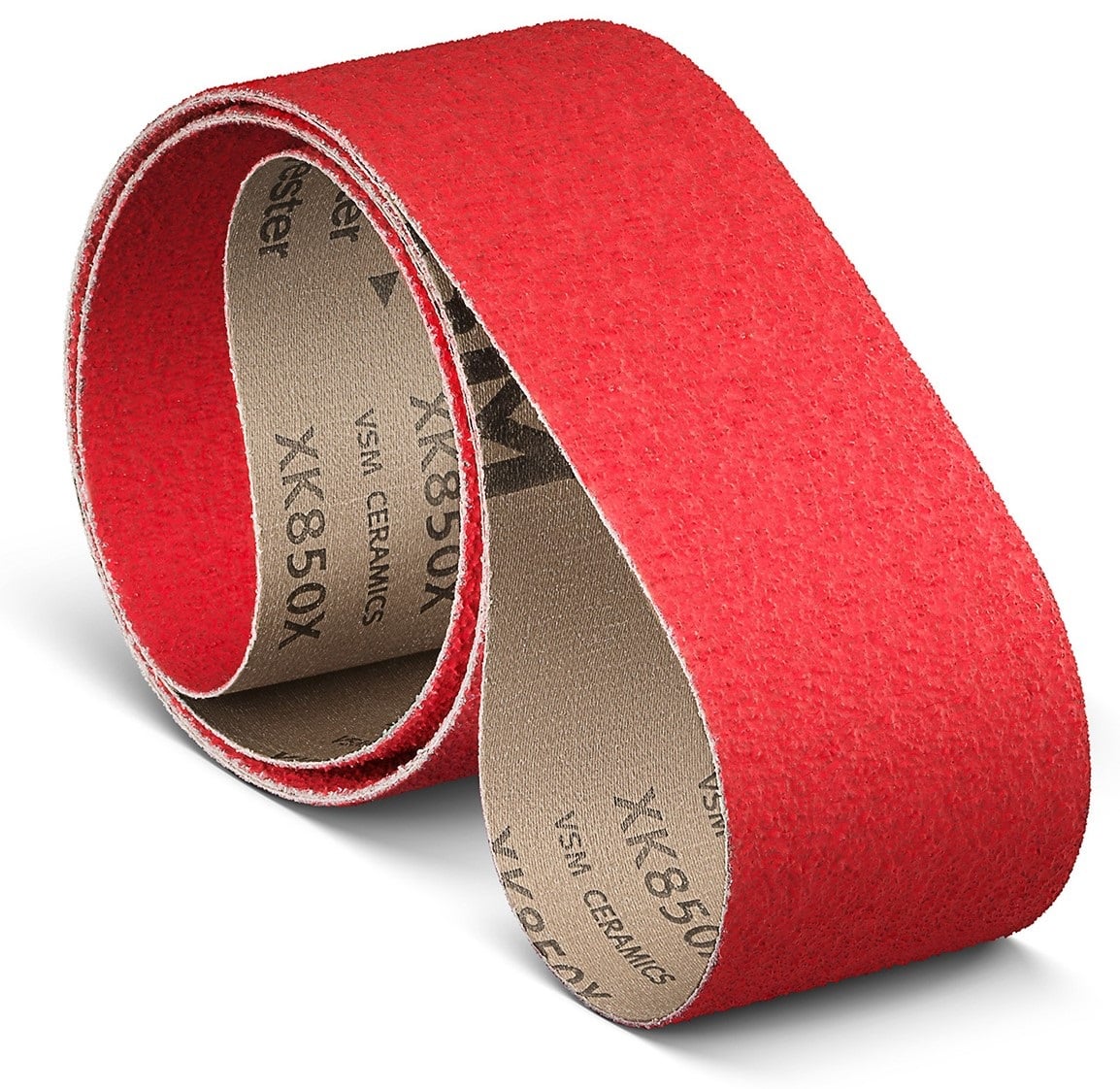 VSM CERAMICS XK850X 788449, 150 mm x 2000 mm, K, P120, X-Polyester, Ausführung (E07), Rot, Schmalband mit Keramikkorn, Für NE-Metalle und Edelstahl