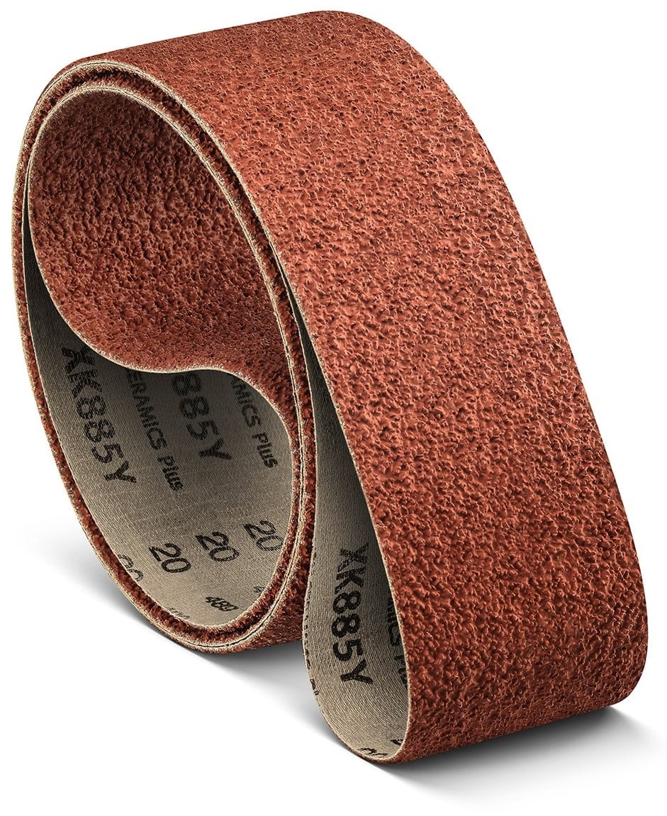 VSM CERAMICS PLUS XK885Y 711013, 150 mm x 3500 mm, K, P100, Y-Polyester, Ausführung (E07), Rot-braun, Schmalband mit Keramik, Für Edelstahl und NE-