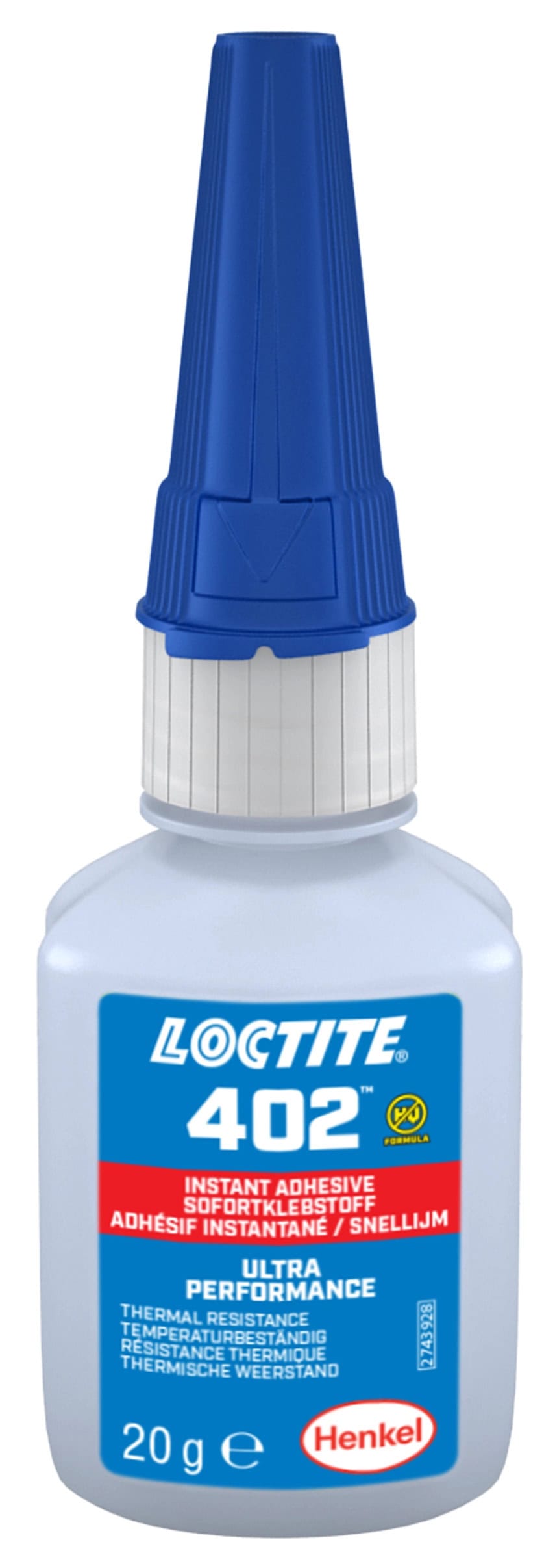 Henkel Loctite 402 Sofortklebstoff, 20 g, Transparent, 2714621, Hochtemperaturbeständig und schnell aushärtend