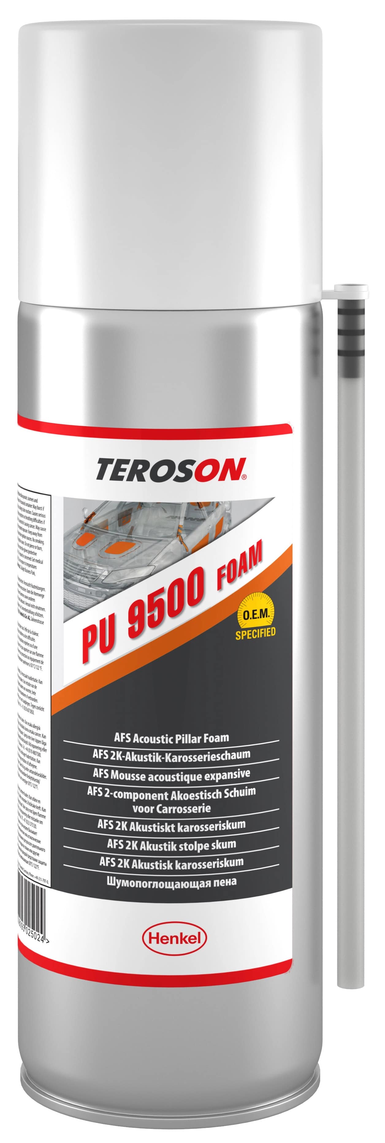 Henkel Teroson PU 9500 Foam Polyurethan Kleb- und Dichtstoff, 400 ml, Sprühdose, Grau, 2556870, Schalldämmend