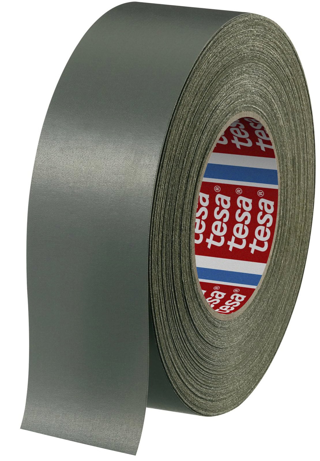 tesaband Gewebeband 53799, 1300 mm x 50 m, 0,31 mm, Olivgrün, Reflektierendes Gewebeband mit PE-Beschichtung für raue Untergründe