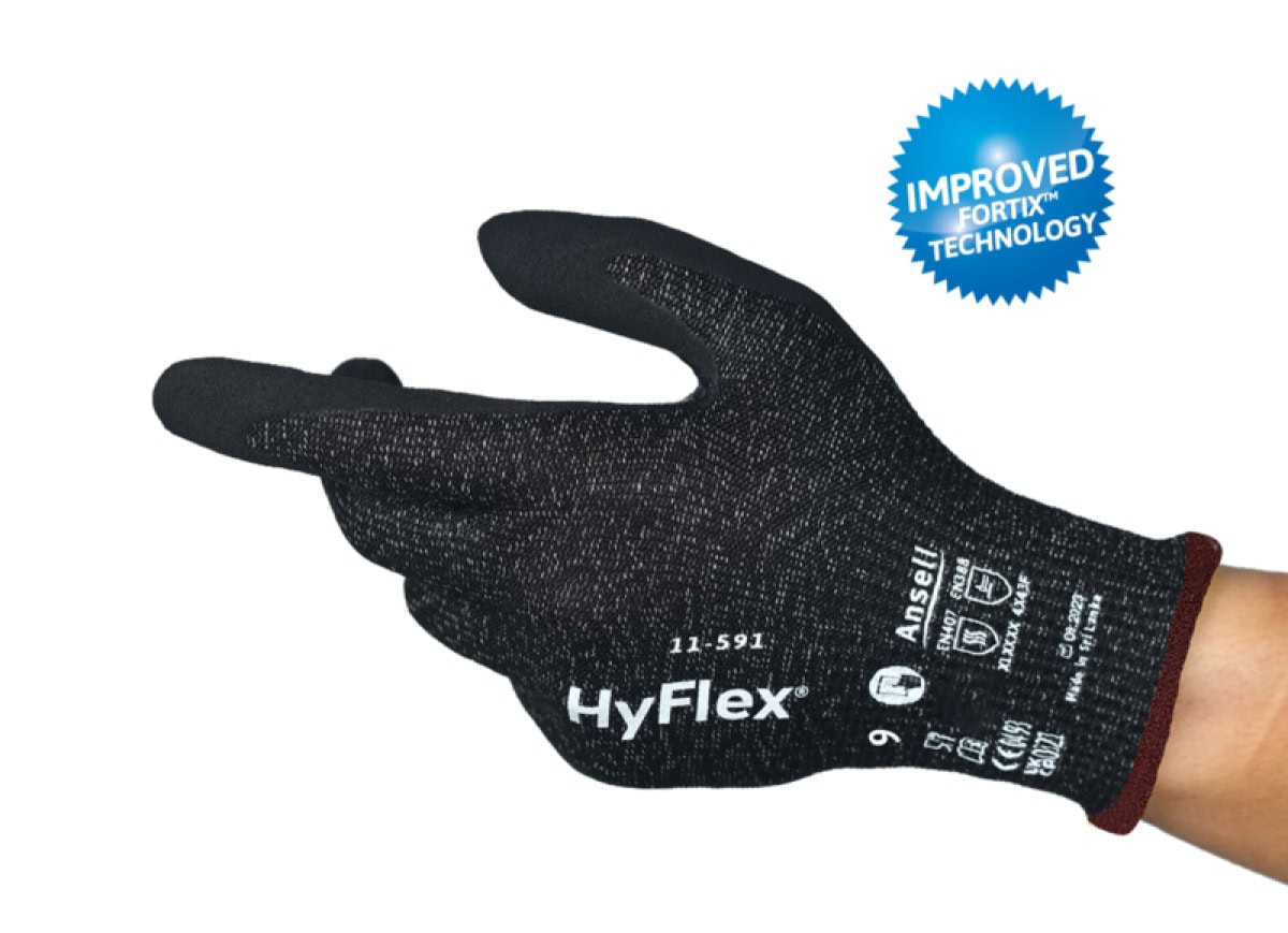 Ansell Hyflex™ 11-591 Schnittschutzhandschuh 11591060, Für extreme Schnittgefahren, Größe 6, Schwarz, 215-280 mm lang, Mit FORTIX™ Technologie und 20% leichter