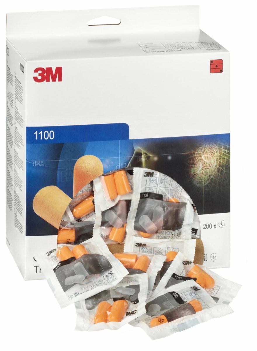 3M™ 1100, SNR = 35 dB, 200 Paar pro Karton, Gehörschutzstöpsel