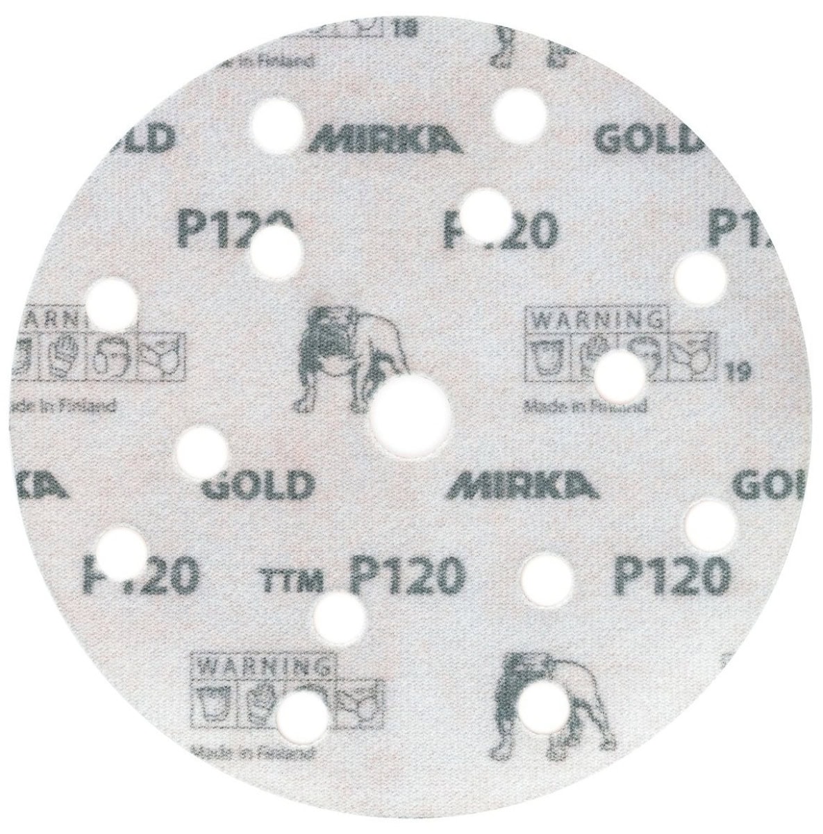 Mirka® Gold 2361105060, Ø 150 mm, P60, 15-fach gelocht, Kletthaftend, Schleifscheibe mit Aluminiumkorn