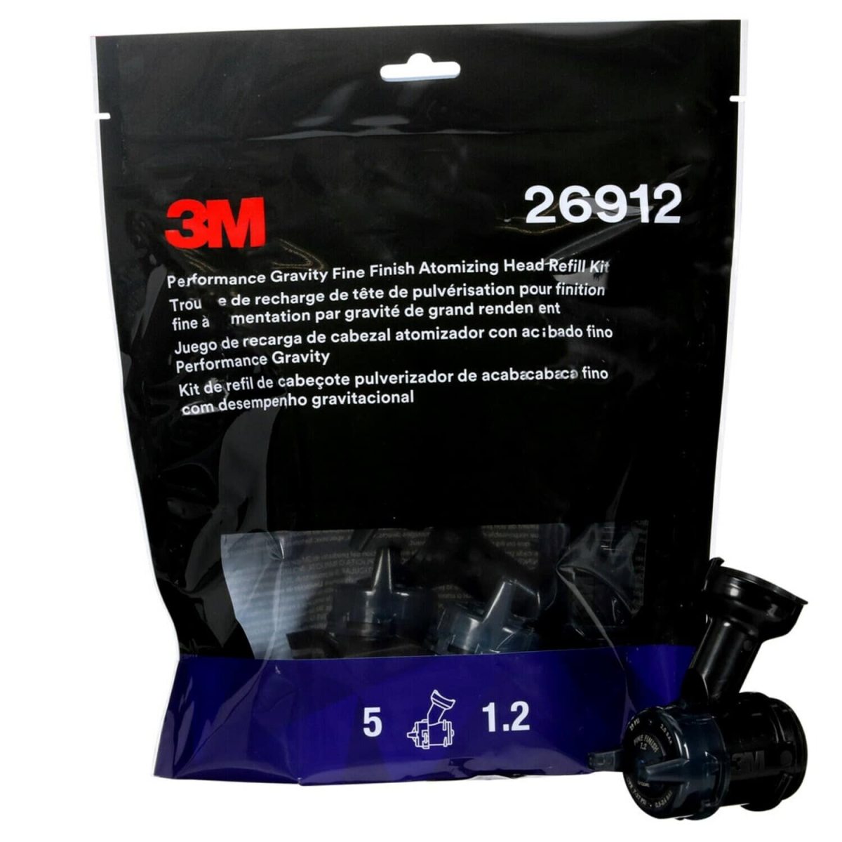 3M™ 26912, 1,2 mm, blaues Ersatzset für den 3M™ Hochleistungs-Fließbecherdüsenkopf für ein feines Finish