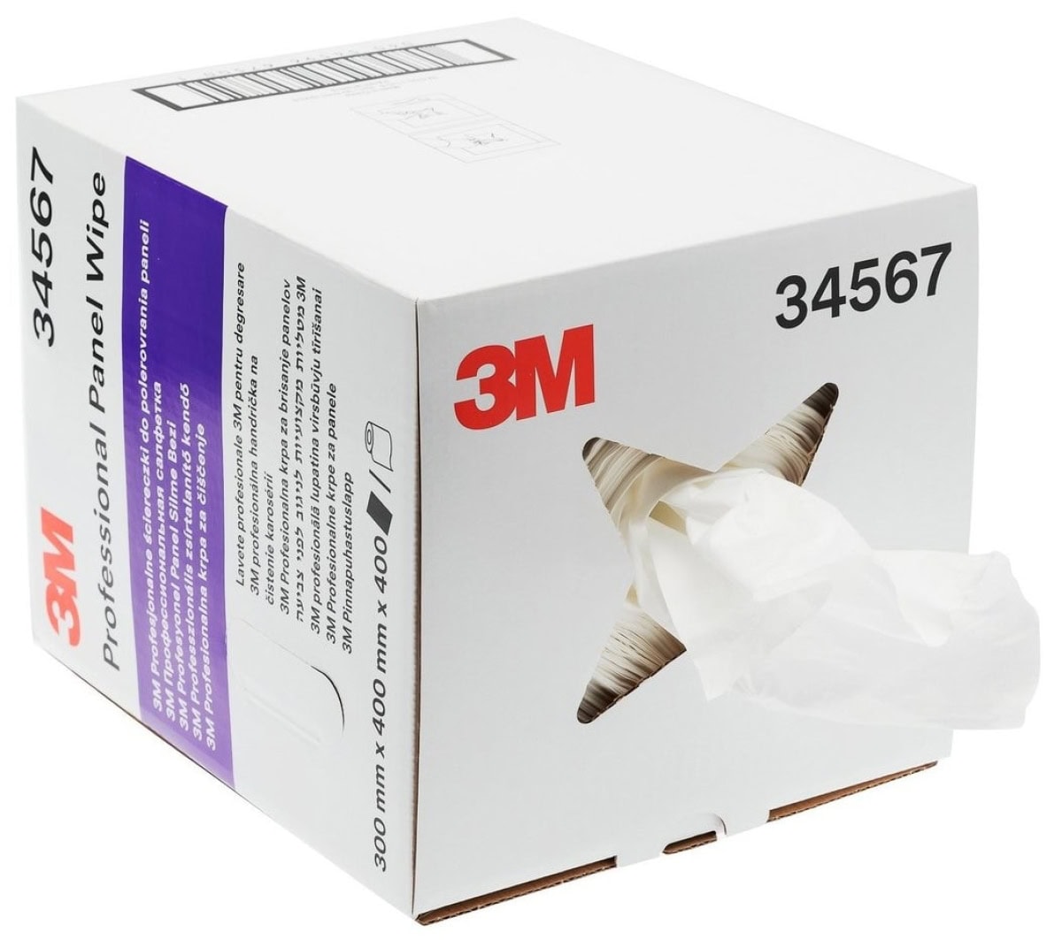 3M™ 34567, 400 Blatt pro Rolle, Weiß, 300 mm x 400 mm, Nahezu Fusselfrei, Antistatisch, Professionelles Einweg Reinigungstuch