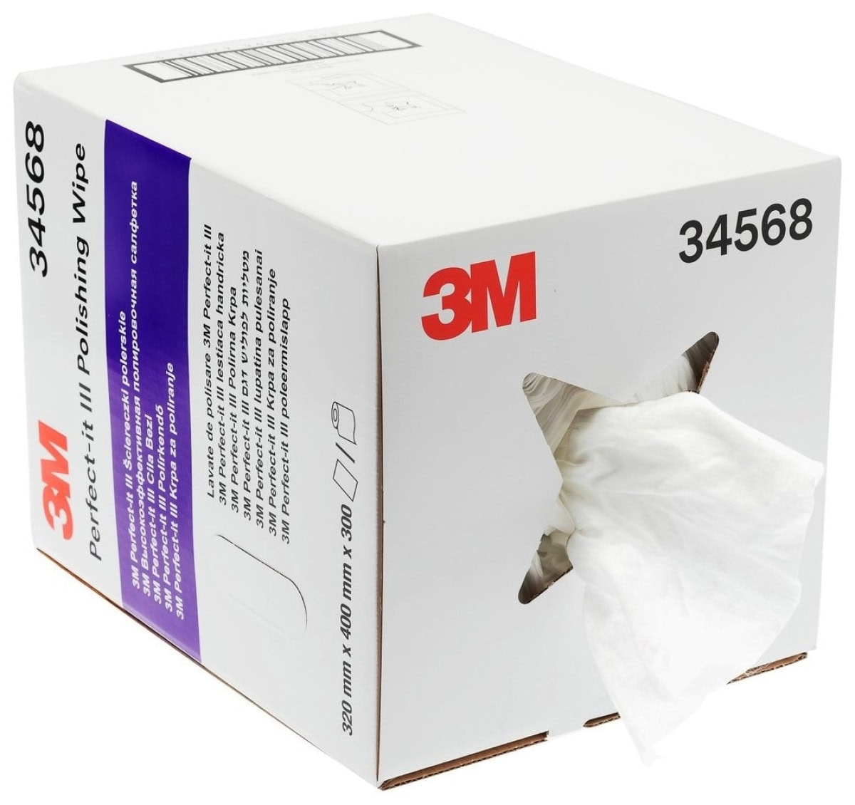 3M™ Perfect-It™ 34568, 300 Blatt pro Rolle, Weiß, 320 mm x 400 mm, Nahezu Fusselfrei, Antistatisch, Professionelles Einweg Poliertuch