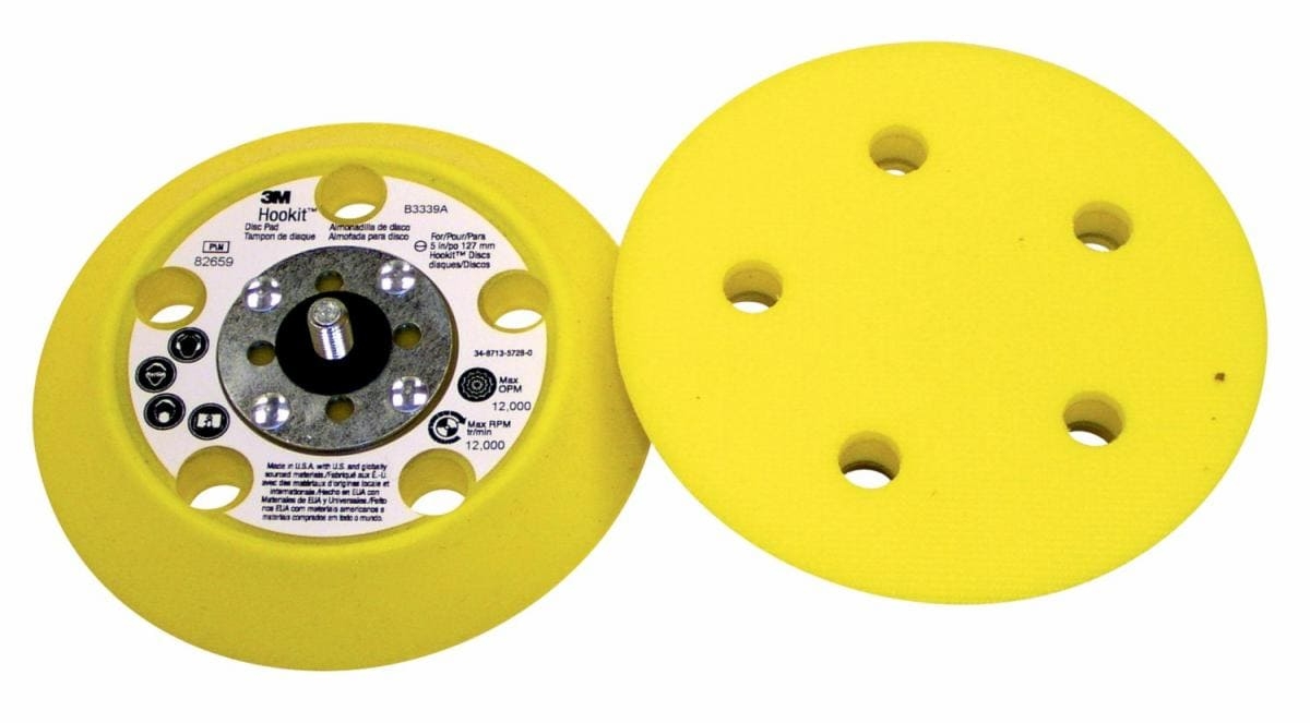 3M™ Hookit™ Stützteller 82659, Ø 125 mm, 5/16" Gewinde, Medium, 5 Löcher, Kletthaftend, Universal Stützteller für 5-fach gelochte Schleifscheiben & ungelochte Polierscheiben