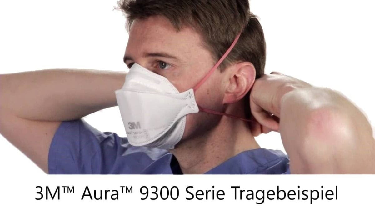 3M™ Aura™ Atemschutzmaske 9330+BV FFP3 NR D, Industrievariante, Hygienisch einzelverpackt, Lose Industrieware ohne Kartonage, Pandemiemaske
