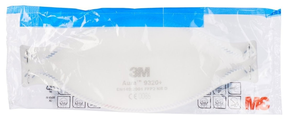 3M™ Aura™ Atemschutzmaske 9322+ FFP2 NR D mit Cool-Flow Ausatemventil, Industrievariante, Hygienisch einzelverpackt