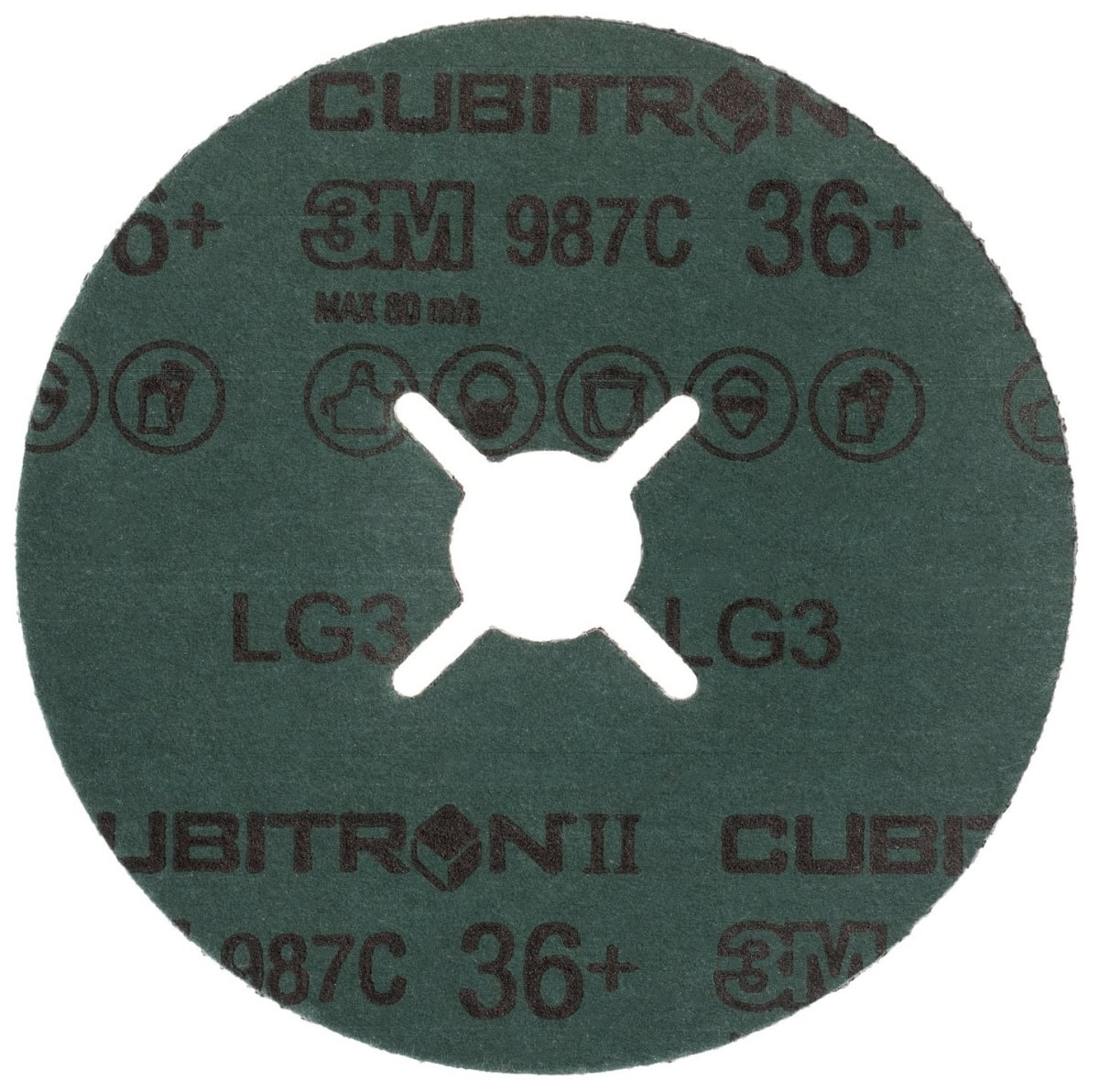 3M™ Cubitron™ II 987C 460682, Ø 125 mm x ø 22,23 mm, 36+, 12.000 U./Min., Fiberscheibe mit Präzisions-Keramikkorn