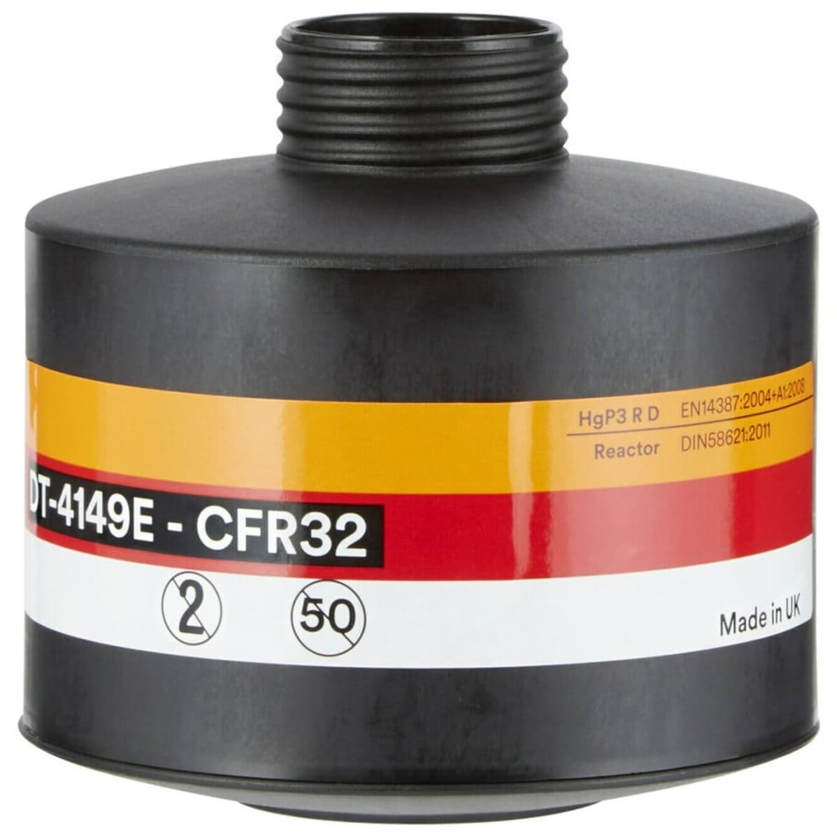 3M™ DT-Series™ DT-4149E, Kombinationsfilter CF32, REAKTOR Hg P3 CFR R D, Schwarz, 40 mm Rundfilteranschluss [NATO Standard], Filter gegen radioaktives Iod, radioaktive organische Iod Verbindungen, Quecksilber und radioaktive Partikel