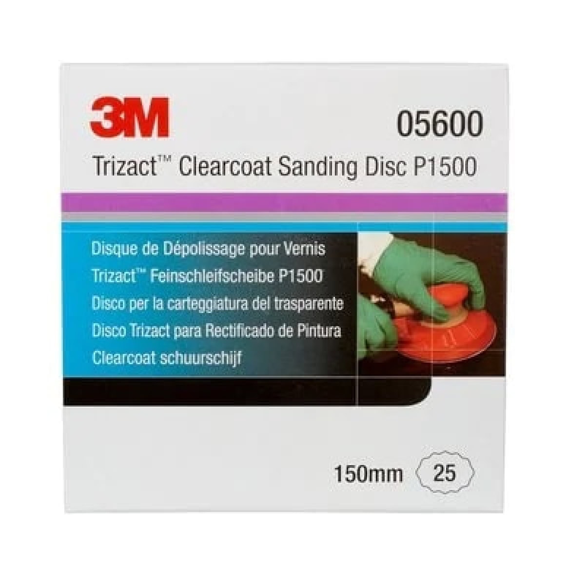 3M™ Trizact™ Hookit™ 471LA 05600, Ø 150 mm, P1500, Hellgrün, Kletthaftend, Feinschleifscheibe mit Aluminiumkorn