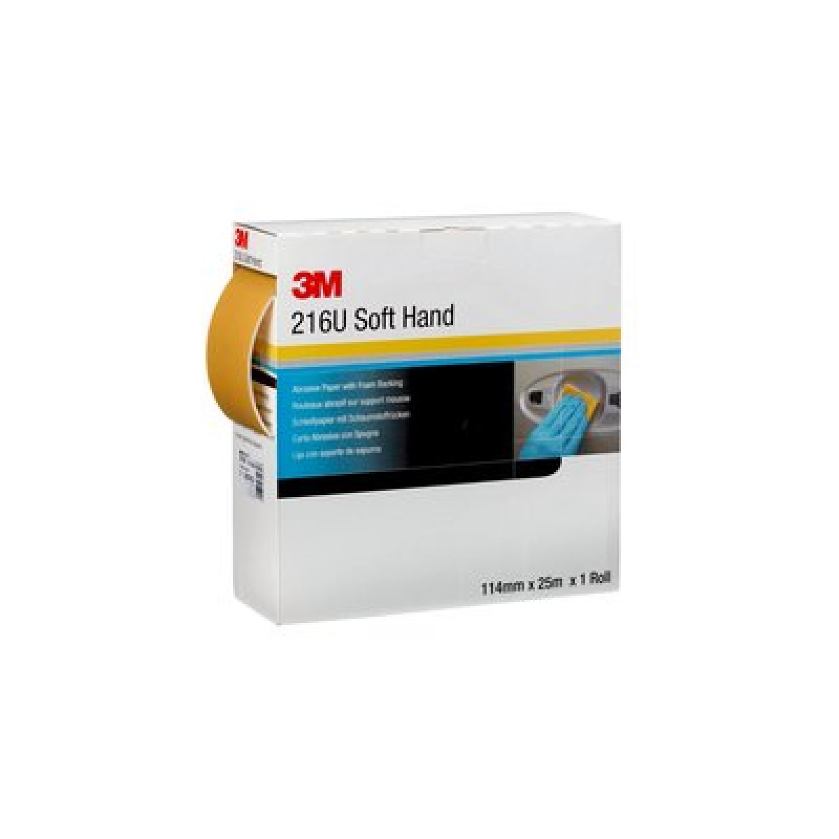 3M™ Soft 216U E50331, Gold, 25 m x 115 mm, P180, Ohne Haftung, Handschleifrolle mit Aluminiumkorn