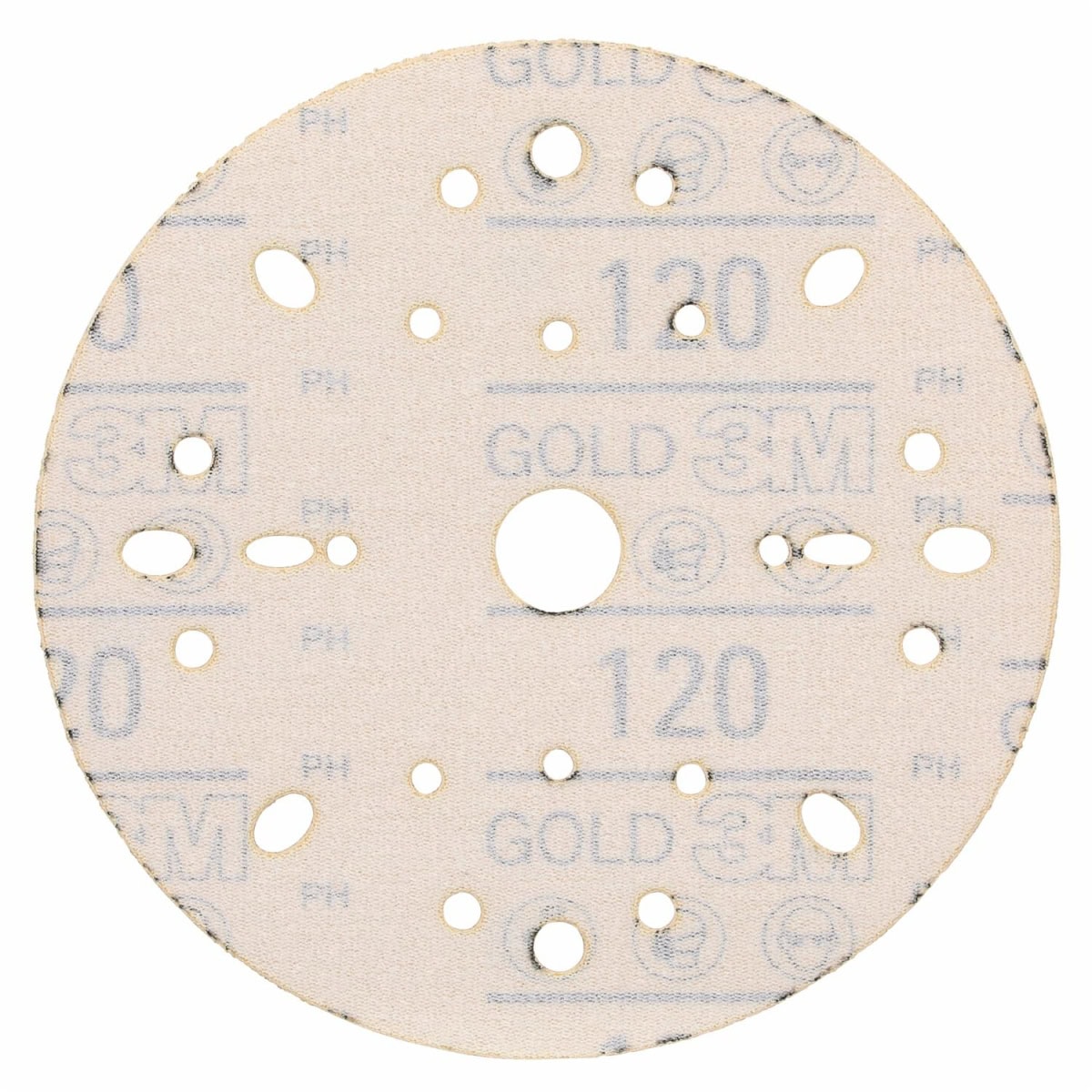 3M™ Hookit™ Schleifscheibe Gold 288U 09282, Ø 150 mm, 120+, Multilochung, Offene Streuung, A, Kletthaftend, D-Papierscheibe mit Aluminiumoxid, Ideal für die Automobilreparatur