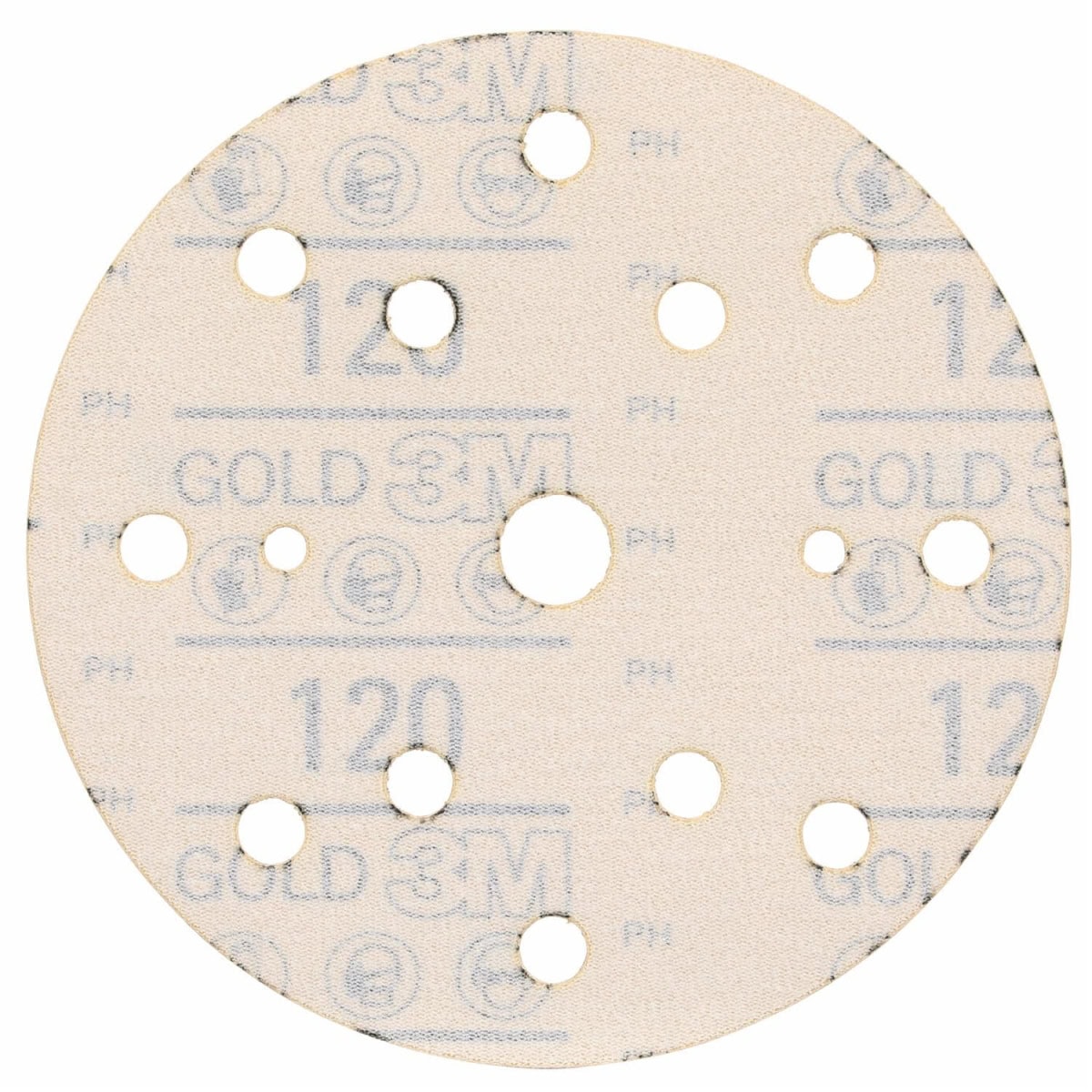 3M™ Hookit™ Schleifscheibe Gold 288U 51545, Ø 150 mm, 120+, 15-fach Gelocht, Offene Streuung, A, Kletthaftend, D-Papierscheibe mit Aluminiumoxid, Ideal für die Automobilreparatur