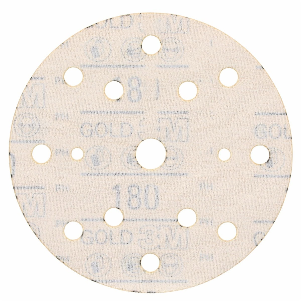 3M™ Hookit™ Schleifscheibe Gold 288U 51547, Ø 150 mm, 180+, 15-fach Gelocht, Offene Streuung, A, Kletthaftend, D-Papierscheibe mit Aluminiumoxid, Ideal für die Automobilreparatur