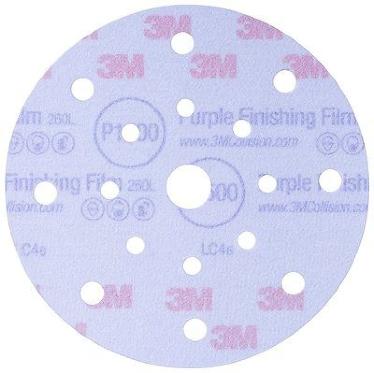 3M™ Hookit™ 260L+ Purple 34784N, Ø 150 mm, P1500, 17-fach gelocht, Kletthaftend, Schleifscheibe mit Aluminiumkorn