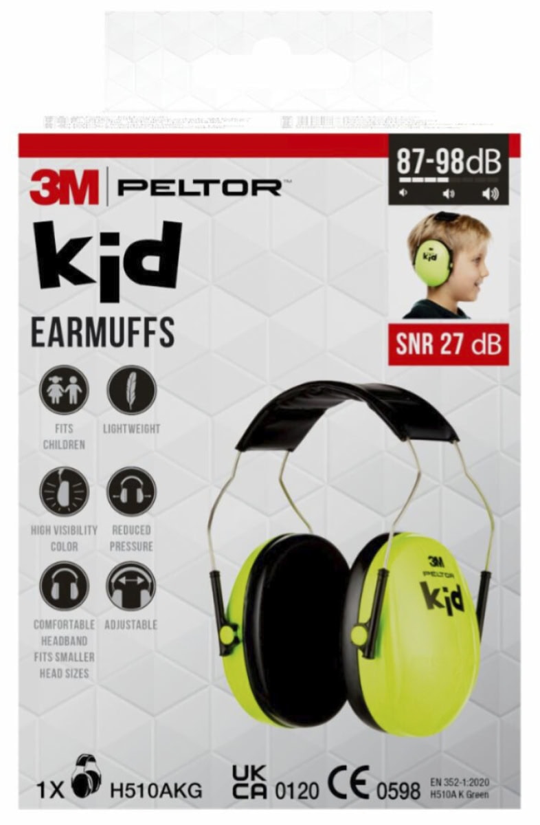 3M™ Peltor™ Kid Kapselgehörschutz für Kinder H510AKG-1, SNR = 27 dB, Hi-Viz Gelb, Für Lernen, Konzerte, Festivals, Stadien, Arenen