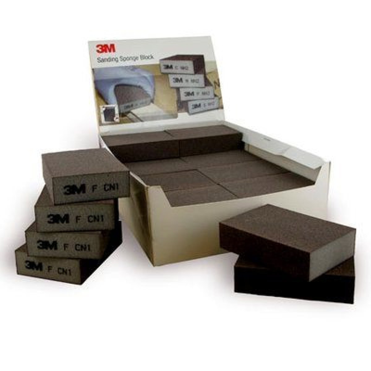 3M™ Schleifschwamm 63197, 68 mm x 100 mm, H: 26 mm, P100, A, Fein, Hart, Ohne Haftung, Vierseitiger Schleifschwamm mit Aluminiumkorn, Einzelhandelsvariante, Für Finisharbeiten