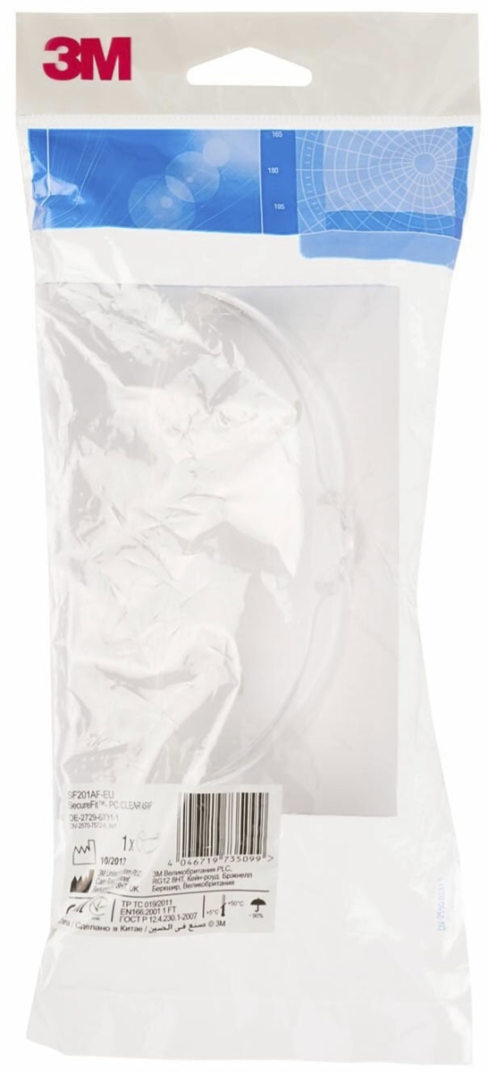 3M™ SecureFit™ SF201AS, Klar, AS/UV, 2C-1.2 3M 1 FT K, Schutzbrille aus Polycarbonat