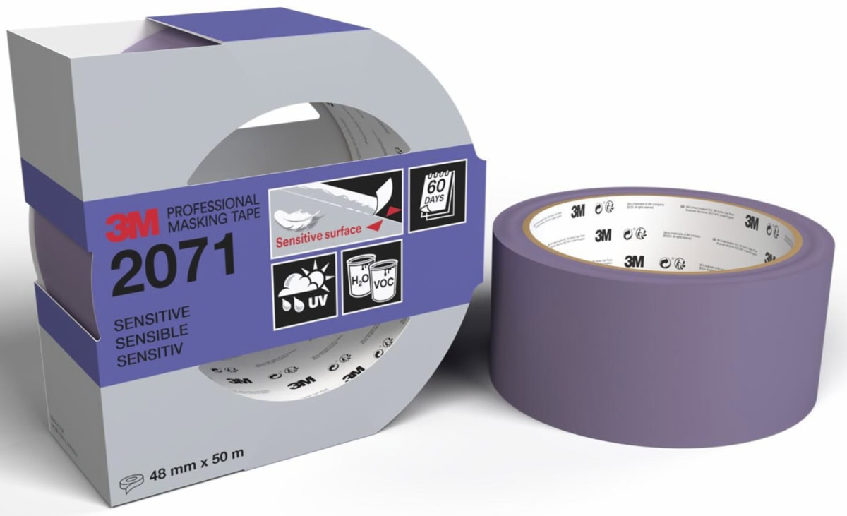 3M™ Scotch® 2071, 48 mm x 50 m, 0,102 mm, Lila, Lange Rückstandsfrei, Professionelles Malerabdeckband, Ausführung mit EAN Label