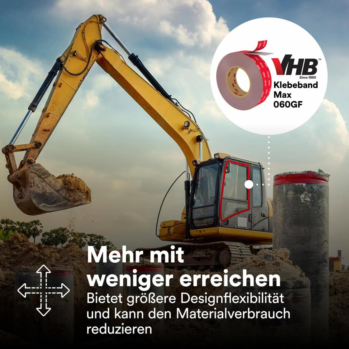3M™ VHB™ MAX-060GF Doppelseitiges Klebeband MAX-060/19/3, 19 mm x 3 m, 0,6 mm, Grau, Folien Abdeckung, Für Seitenpaneele, Halterungen und Verkleidungen in Fahrzeugen, Geräten, Bau- und HVAC-Anwendungen