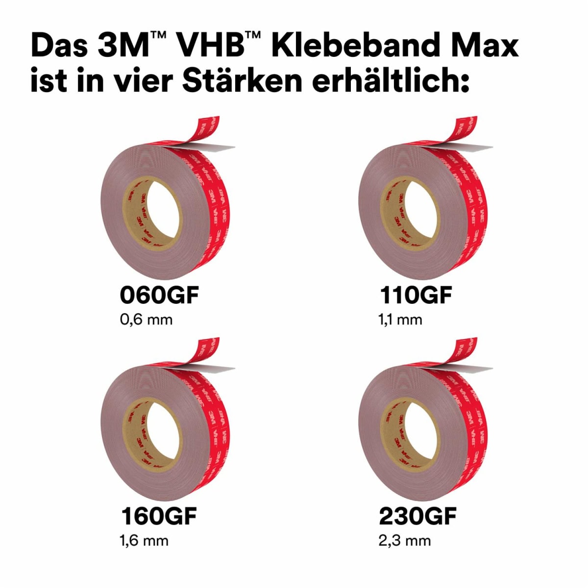 3M™ VHB™ MAX-060GF Doppelseitiges Klebeband MAX-060/19/3, 19 mm x 3 m, 0,6 mm, Grau, Folien Abdeckung, Für Seitenpaneele, Halterungen und Verkleidungen in Fahrzeugen, Geräten, Bau- und HVAC-Anwendungen