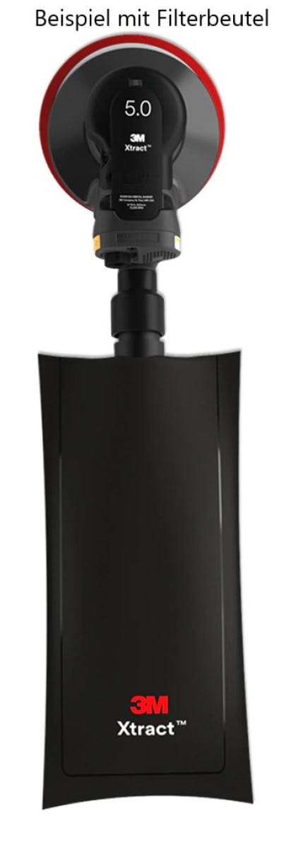 3M™ Xtract™ 88946, Druckluft, Ø 125 mm, 5 mm Schleifhub, 5/16"-Gewinde, Eigenabsaugung, 0,28 PS / 206 Watt, Integrierte Absaugung für Filterbeutel, Druckluft Exzenterschleifer
