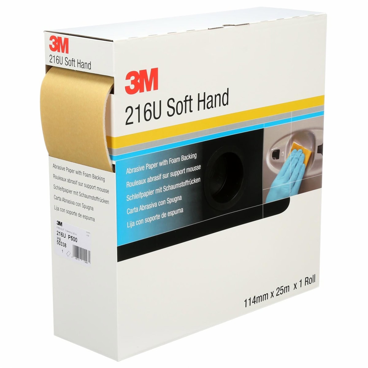 3M™ Soft Handschleifpads 216U E50333, 115 x 25 m, P800, Vorperforiert: 115 x 145 mm, 172 Stück auf der Rolle, A, Ohne Haftung, Handschleifpads mit Aluminiumkorn
