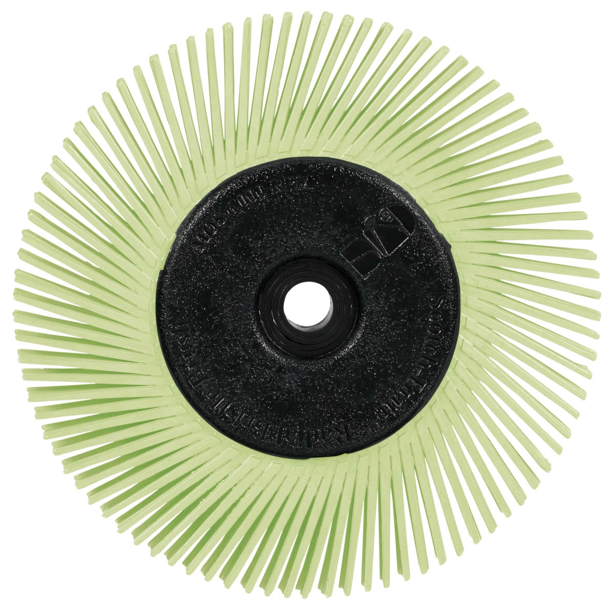 3M™ Scotch-Brite™ Präzisions Radialborstenbürste PN-RB 7100374836, Ø 150 mm x ø 12 mm, Breite: 25 mm 50+, Typ A (Schräge Borsten), Mit Adapter, Grün, 6.000 U./Min., Für Reinigungs- und Entgratungsarbeiten