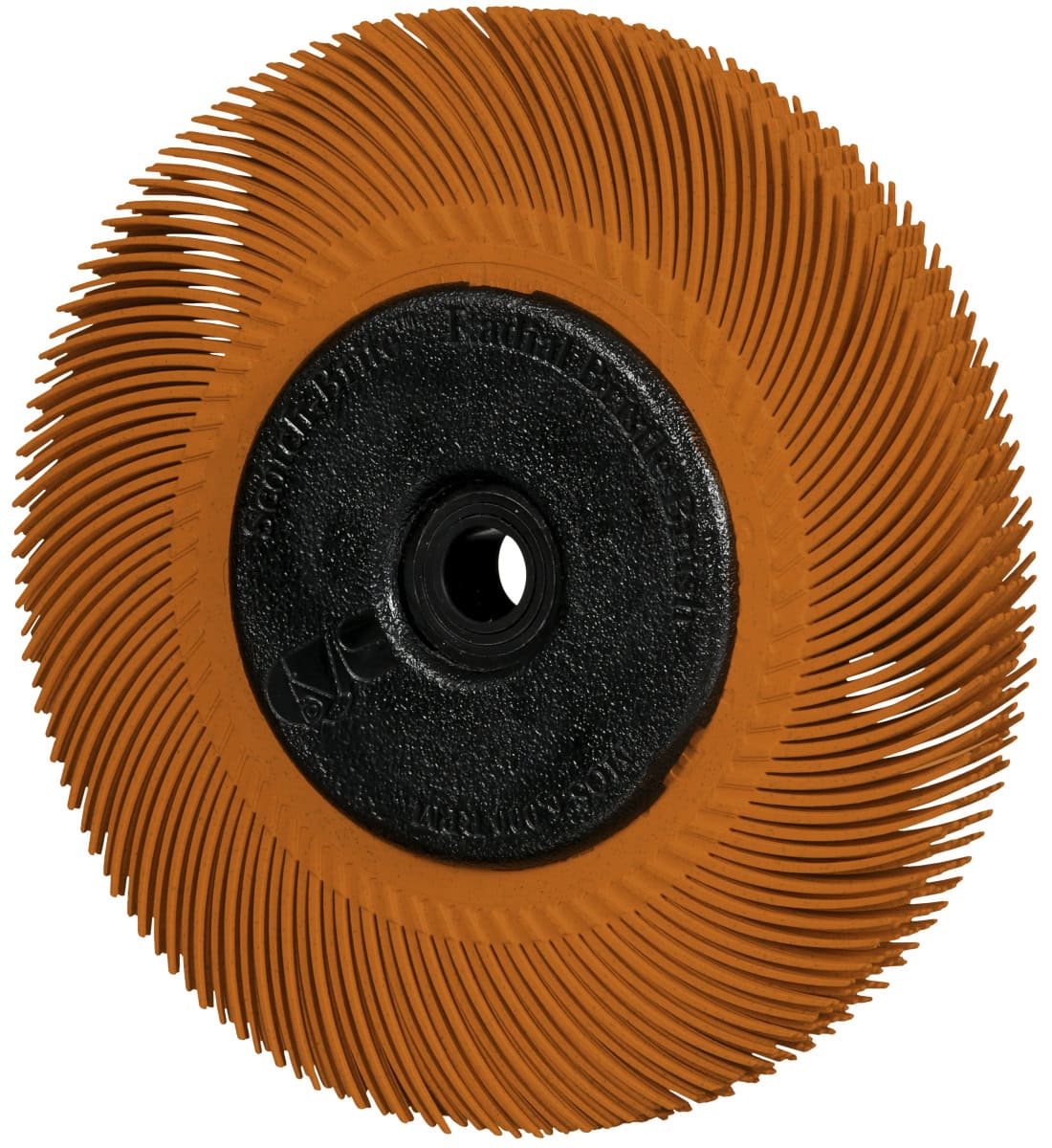 3M™ Scotch-Brite™ Präzisions Radialborstenbürste PN-RB 7100374840, Ø 150 mm x ø 11 mm, Breite: 25 mm, 80+, Typ C (Gebogene Borsten), Mit Adapter, Orange, 6.000 U./Min., Für Reinigungs- und Entgratungsarbeiten
